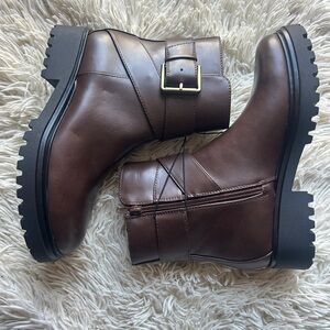 Unisa Brown Ankle Boots with Buckle